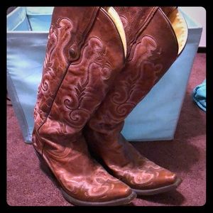 Tan tall women’s corral cowboy boots
